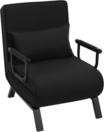 3-in-1 slaapfauteuil met verstelbare rugleuning, linnen | Zwart | 65x78x75 cm