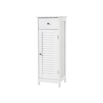 Smalle badkamerkast met lameldeur, wit, 32 x 87 x 30 cm