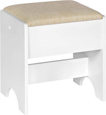 Make-upkruk met linnen bekleding, houten, 150 kg belastbaar | Wit Beige | 40x30x45 cm