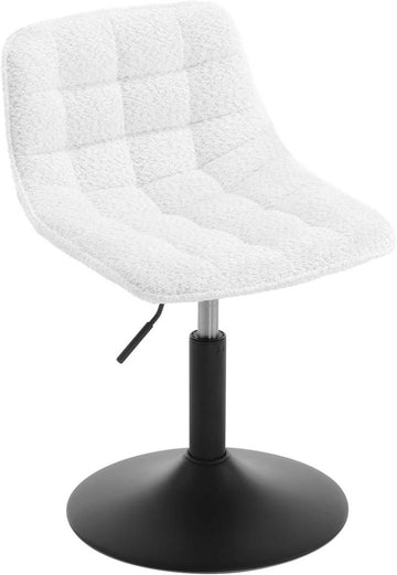 Make-upkruk barstoel met rugleuning van chenille | Wit