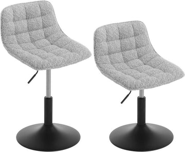Set van 2 barkrukken met rugleuning van chenille | Grijs