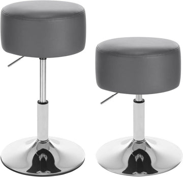 Set van 2 draaibare barkrukken van kunstleer | Grijs | 35,5x35,5x44-56 cm