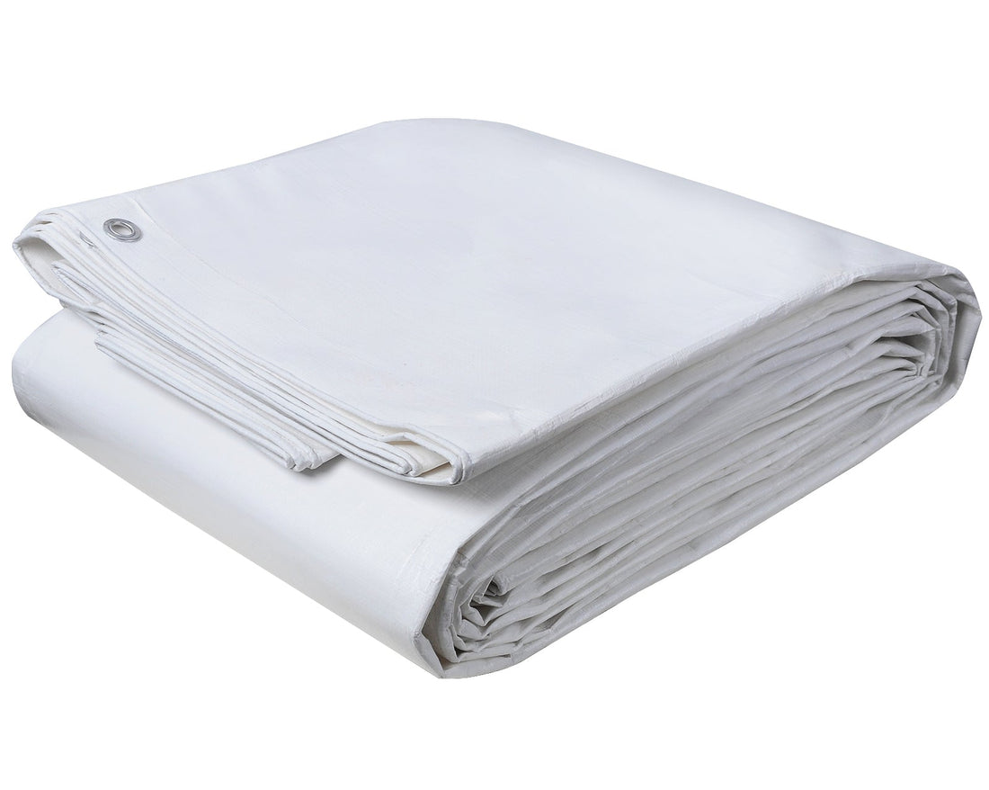 Waterdicht afdekzeil van PE 180 g/m² met ogen | Wit | 6x8 m