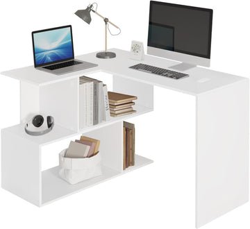 Hoekbureau met opbergruimte en twee werkbladen | 100x120x77 cm