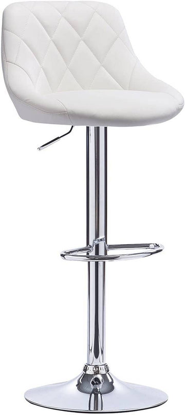 Verstelbare barkruk met rugleuning | Wit | 35x38x83-104 cm
