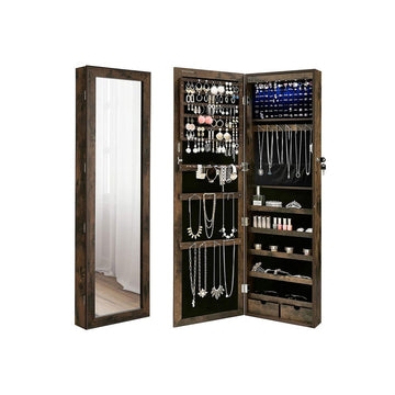 Sieradenkast - Wandgemonteerd - Sieradenorganizer - Donkerbruin - 37 x 10 x 120 cm