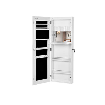 Sieradekast met randloze spiegeldeur | Wit | 37x9,5x110 cm