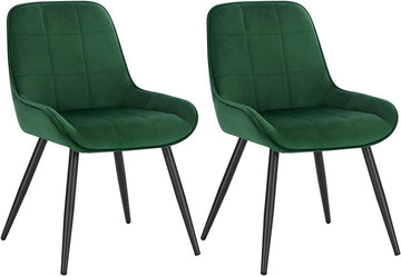 Set van 2 fluwelen eetkamerstoelen met rugleuning | Donkergroen | 38x43x81,5 cm