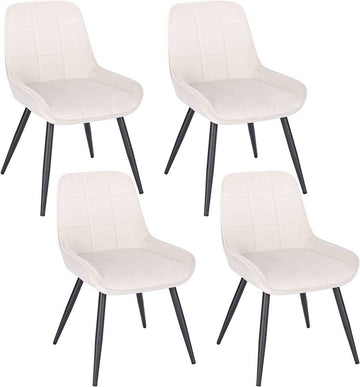 Set van 4 eetkamerstoelen met rugleuning | Cremewit | 38x43x81,5 cm