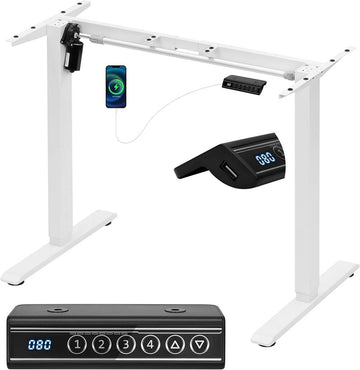 Elektrisch verstelbaar bureauframe | Wit | 90-135x55,5x72-120 cm