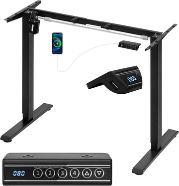 Elektrisch verstelbaar bureauframe | Zwart | 90-135x55,5x72-120 cm