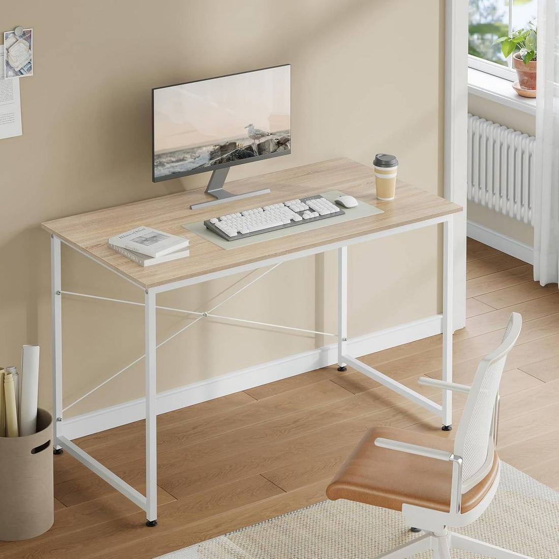 Schreibtisch mit Metallgestell aus Holzwerkstoff | 120x60x75 cm