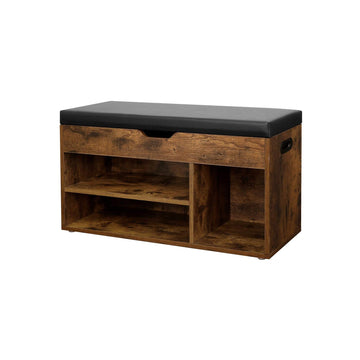 Schoenenbank - schoenenrek - 3 open vakken - compact - donkerbruin - 80 x 30 x 44 cm