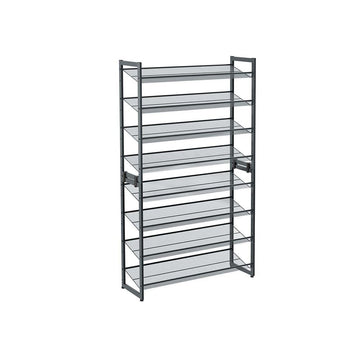 Schoenenrek 2-delig - 4 niveaus - met planken - grijs - 92,5 x 30,7 x 163,5 cm