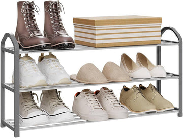 Schoenenrek 3 lagen voor 12 paar schoenen | Grijs | 79x19,5x45 cm