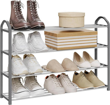 4-laags schoenenrek voor 16 paar schoenen | Grijs | 79x19,5x62 cm