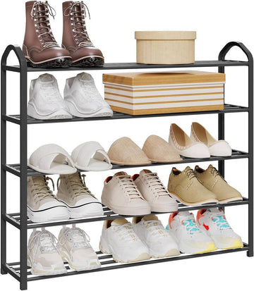 Schoenenrek 5 lagen voor 20 paar schoenen | Zwart | 19,5x79x79 cm