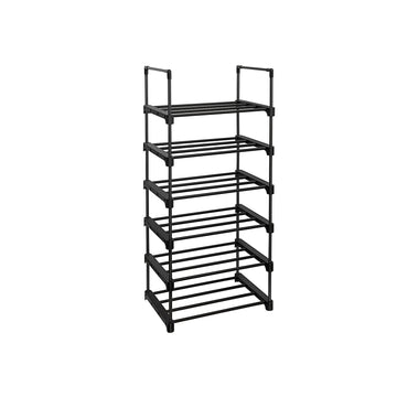Metalen schoenenrek met 6 niveaus - 45 x 30 x 106 cm - zwart - 30 kg - zelfmontage