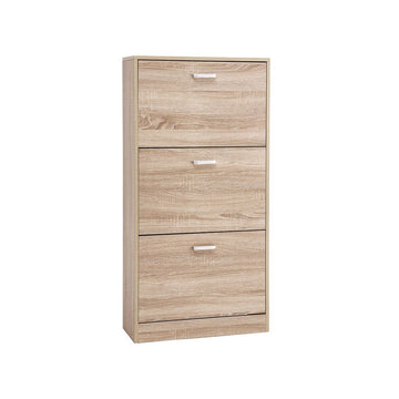 Schoenenkast met 2 kleppen, verstelbare vakken, eiken, 60 x 83,5 x 24 cm