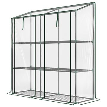 Mini-kas met 3 etages en 6 planken | Kleur: Transparant | Afmetingen: 46x143x141/151 cm