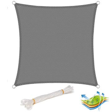 Ademend HDPE schaduwdoek met UV-bescherming | Grijs | 5x5 m