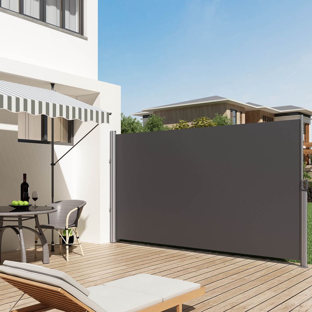 Sidomarkis balkong och terrass, robust polyester, vattenavvisande, beige, 180 x 350 cm
