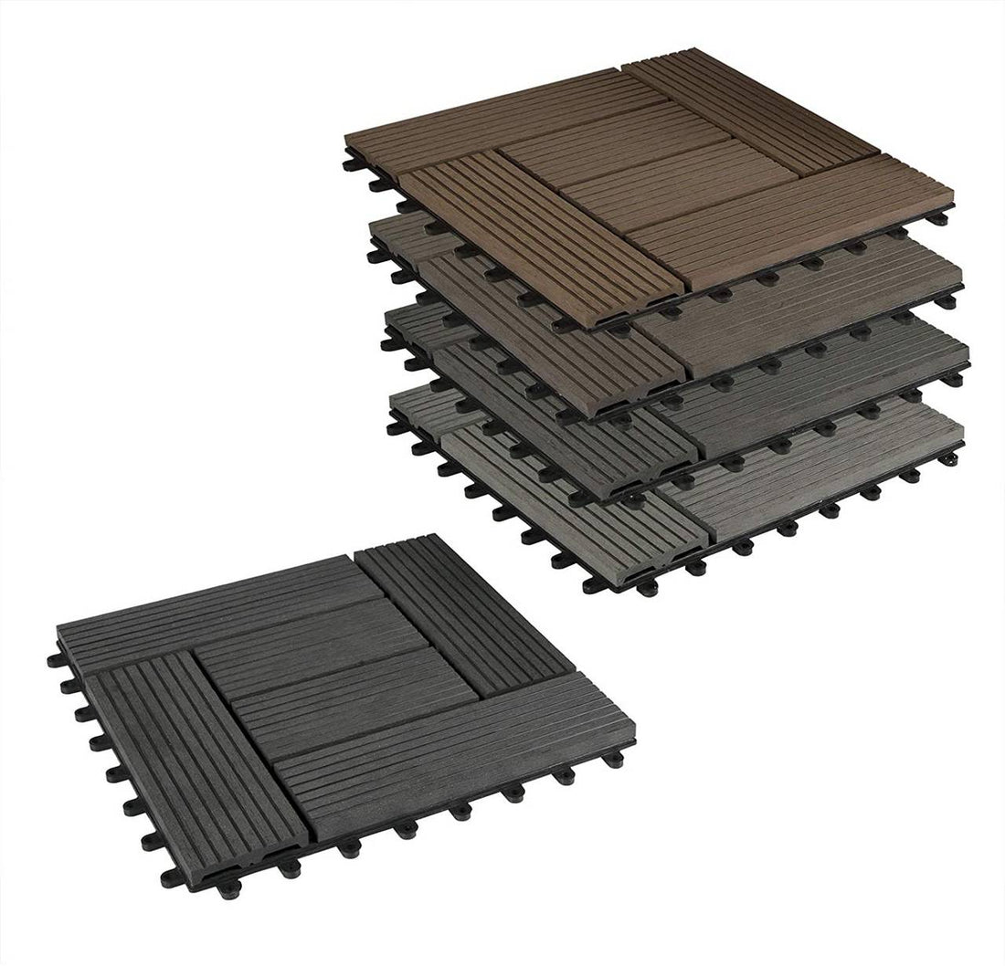 22-delige set WPC-terrastegels | Lichtgrijs | 30x30x1,8 cm