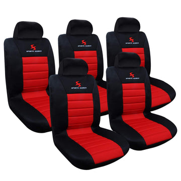 5-delige set universele autostoelhoezen zwart-rood | Zwart-rood
