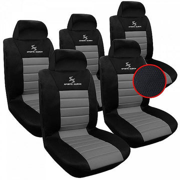 5-delige set universele autostoelhoezen losse stoelen | Grijs-zwart