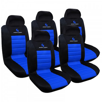 5-delige universele autostoelhoezen voor losse stoelen | Zwart-blauw