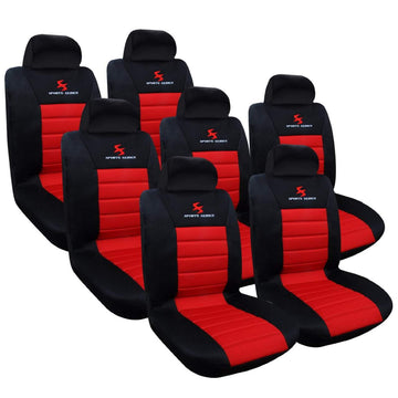 7-delige set universele autostoelhoezen | Zwart-rood