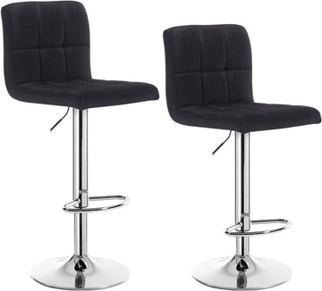 Draaibare barstoelen met rugleuning 2-delige set | Zwart | 44x38x92-114 cm
