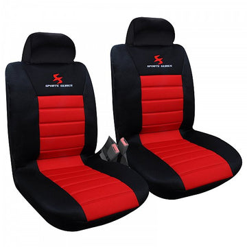 2 universele autostoelhoezen voor voorstoelen | Zwart-rood