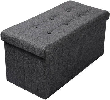 Opberghocker met opbergruimte en deksel | Donkergrijs | 76x37,5x38 cm