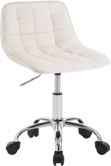 Ergonomische bureaustoel met wielen, draaibaar, fluweel crème | 43x50x60-67,5 cm