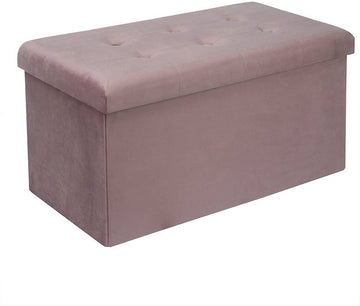Opbergbank met opbergruimte en fluwelen zitting | Roze | 76x37,5x38 cm