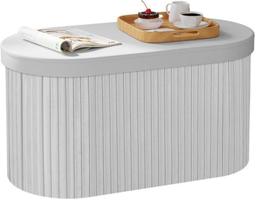Opvouwbare zitpoef met opbergruimte en deksel | Lichtgrijs | 76x38x38 cm