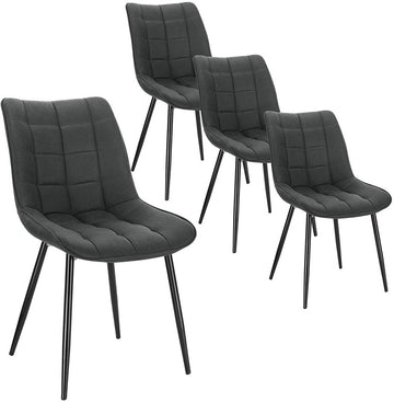 Set van 4 eetkamerstoelen met rugleuning en stoffen zitting | 46x40,5x85,5 cm