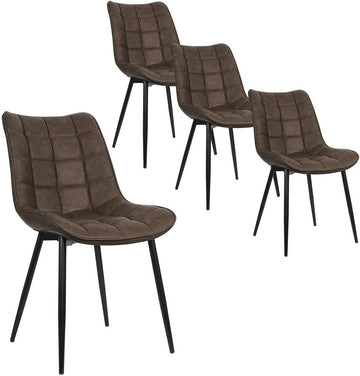 4 eetkamerstoelen met rugleuning, kunstleer en metalen poten | 46x40,5x85,5 cm