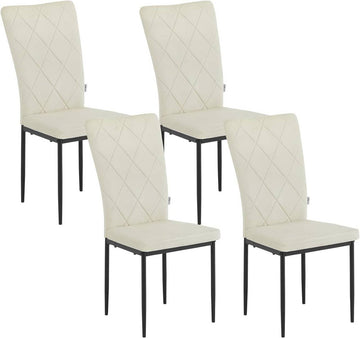 Eetkamerstoelen 4-delige set fluweel hoge rugleuning metalen poten | Crème | 42x59x94.5 cm