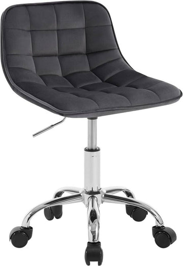 Ergonomische bureaustoel met wielen draaibaar fluweel | Donkergrijs | 43x50x60-67,5 cm