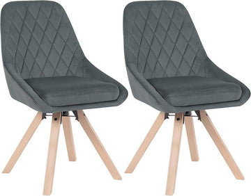 Set van 2 draaibare eetkamerstoelen | Donkergroen/donkergrijs/zwart | 52x41x84 cm