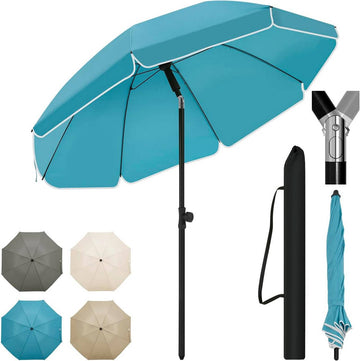 Ronde strandparasol UV-bestendig verstelbaar 45 graden 135 cm | Blauw