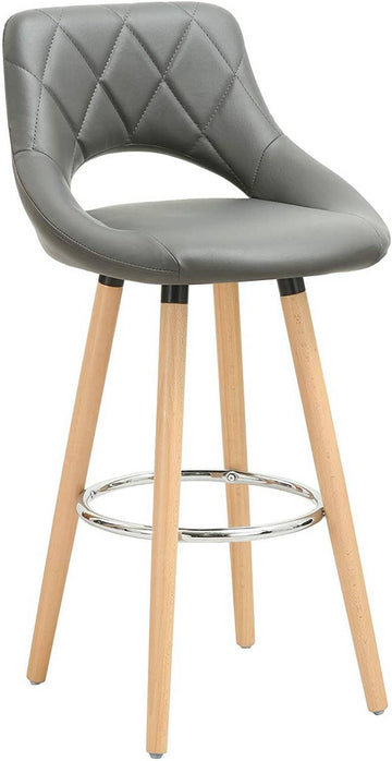 Barhocker met rugleuning en voetensteun van kunstleer | Grijs | 43x43x91 cm
