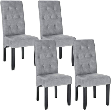 Set van 4 eetkamerstoelen met hoge rugleuning | Lichtgrijs | 47x42x107 cm