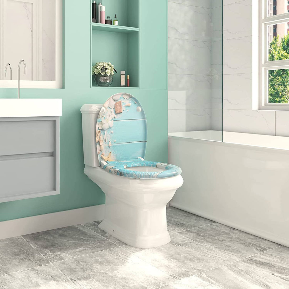 Toilettensitz mit Soft-Close und antibakterieller Beschichtung | Strandholz