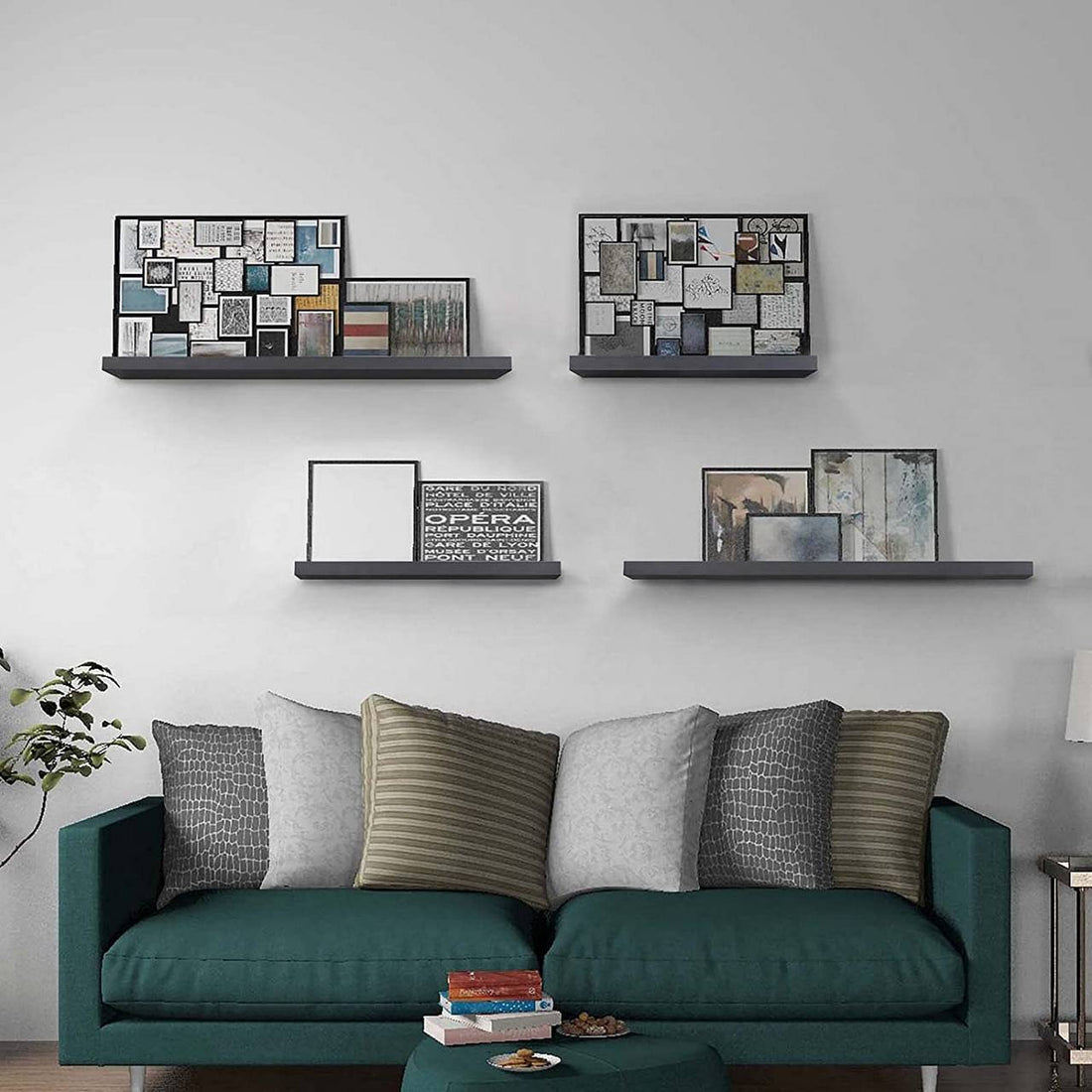 4-delat vägghyllset i MDF flytande bokhyllor | Mörkgrå | 120x22,9x3,8 cm