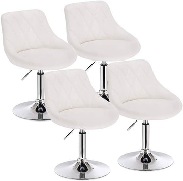 Verstelbare barstoel met rugleuning set van 4 | Wit | 47x37x66-82 cm