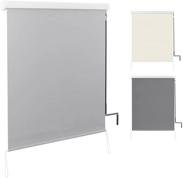 Verticale balkonmarkies met handslinger | Grijs | 140x240 cm
