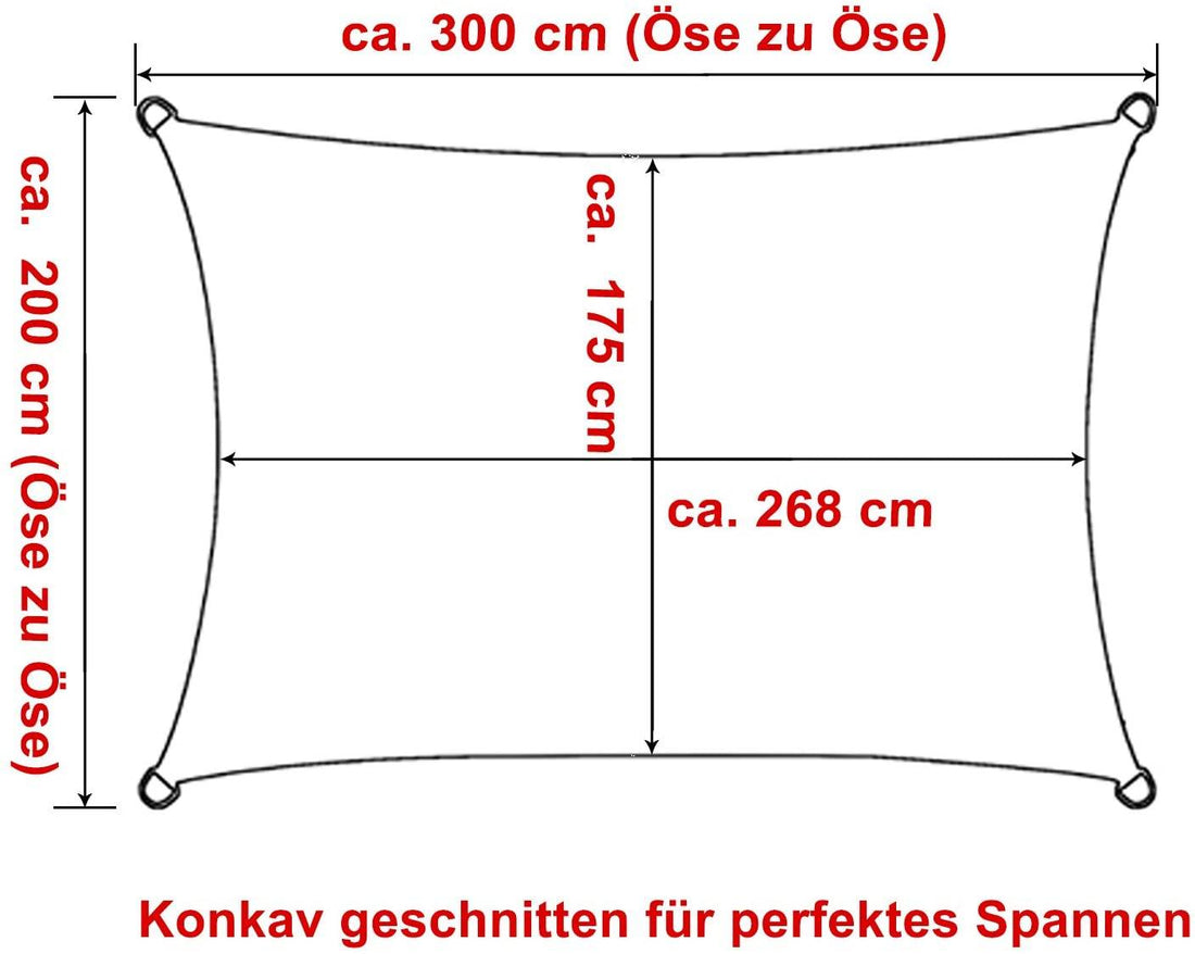 Sonnensegel HDPE atmungsaktiv mit UV-Schutz | Grau | 2x3 m